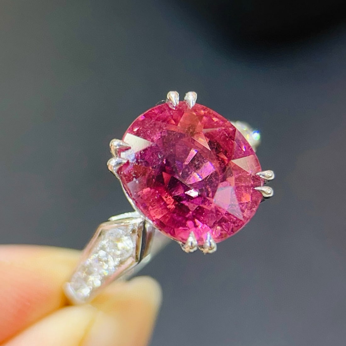 14k Gold 5.44 Ctw Natural Tourmaline & Diamond Ring - 2