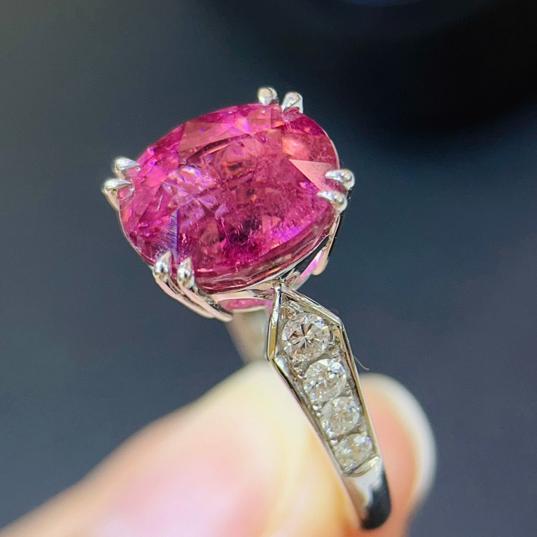 14k Gold 5.44 Ctw Natural Tourmaline & Diamond Ring - 4