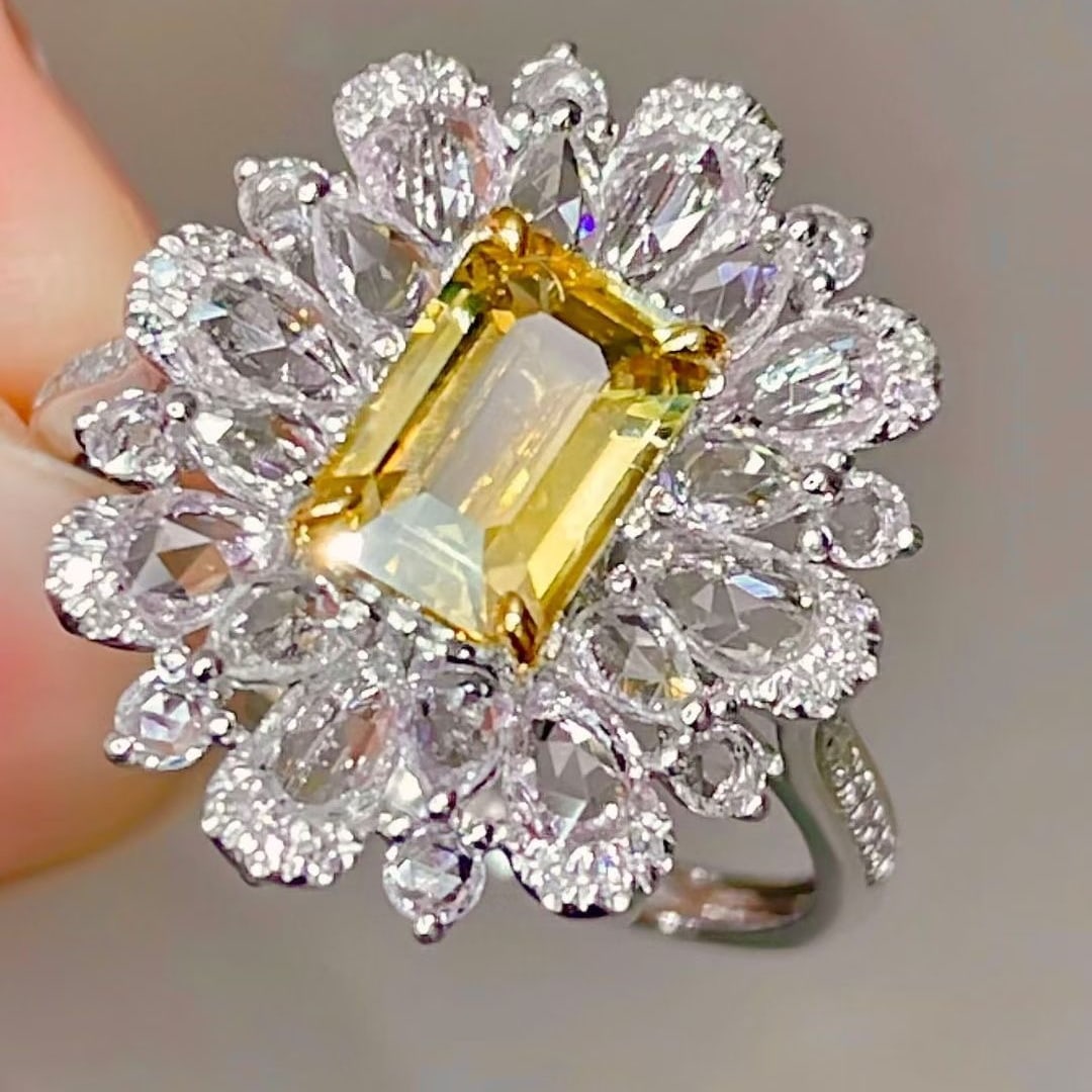 14k Gold 1 Ct Natural Sapphire & Diamond & Sapphire Ring - 6
