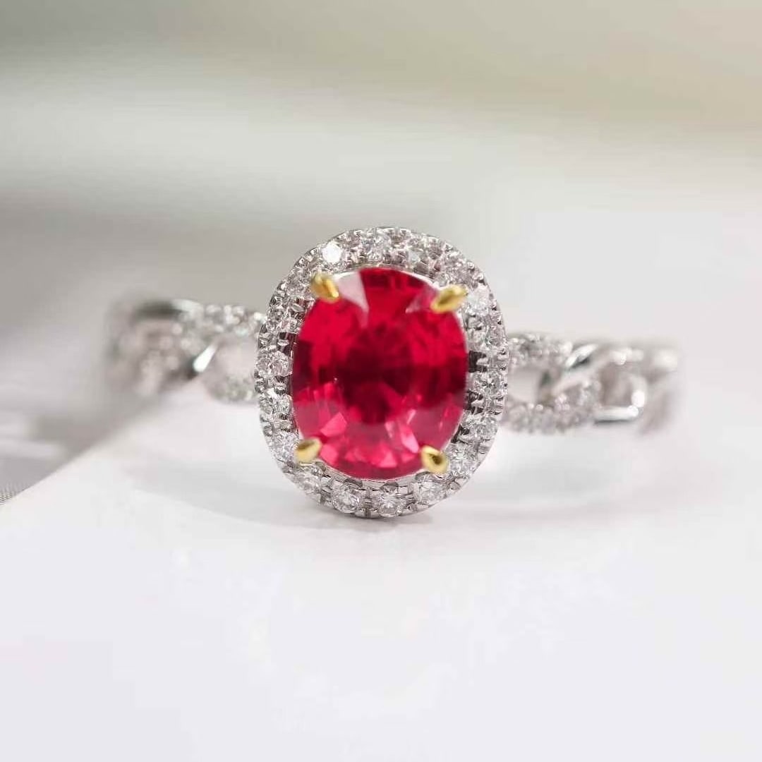 14k Gold 0.93 Ctw Natural Ruby & Diamond Ring - 5