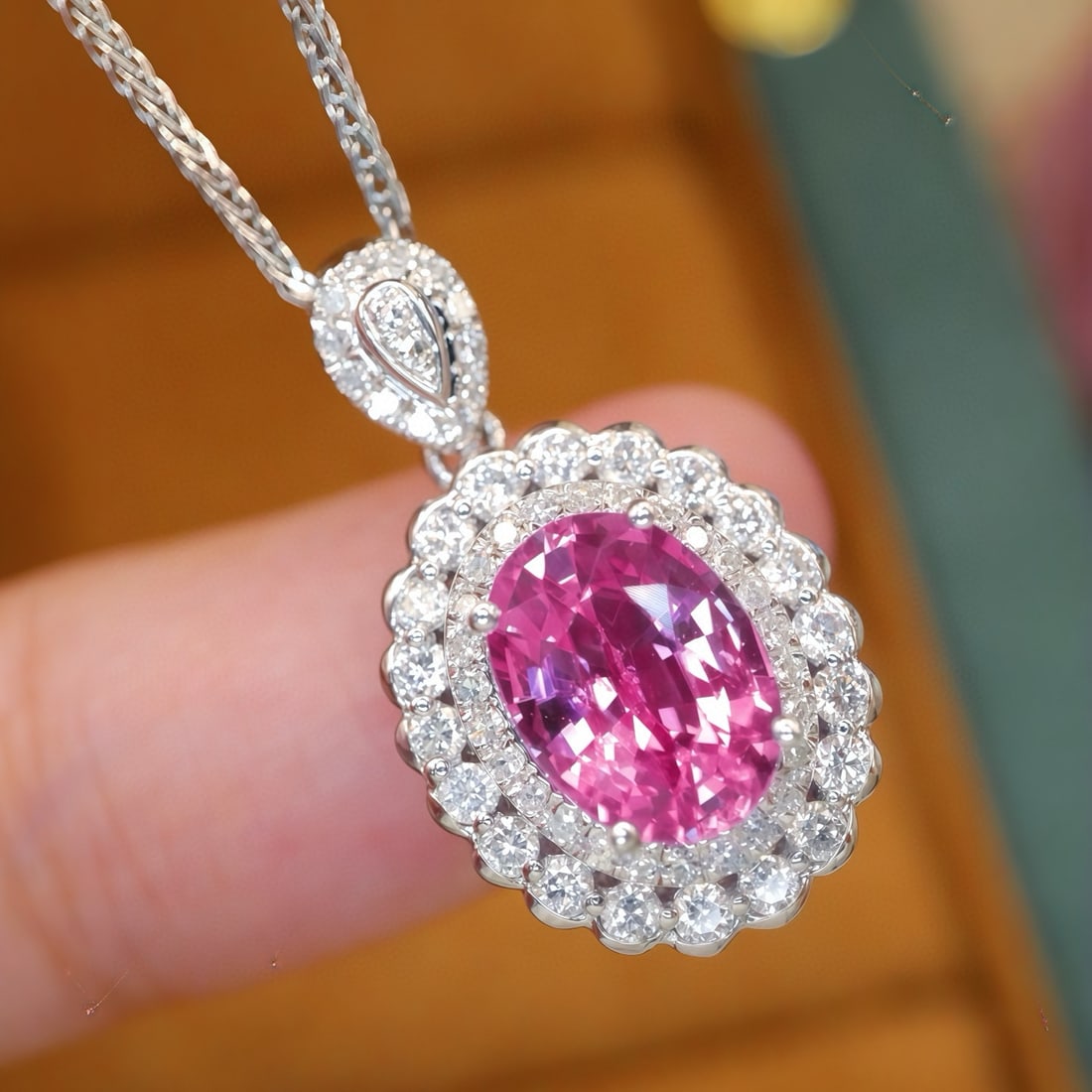 14k Gold 1.89 Ctw Natural Sapphire & Diamond Pendant( Without Chain ) - 3