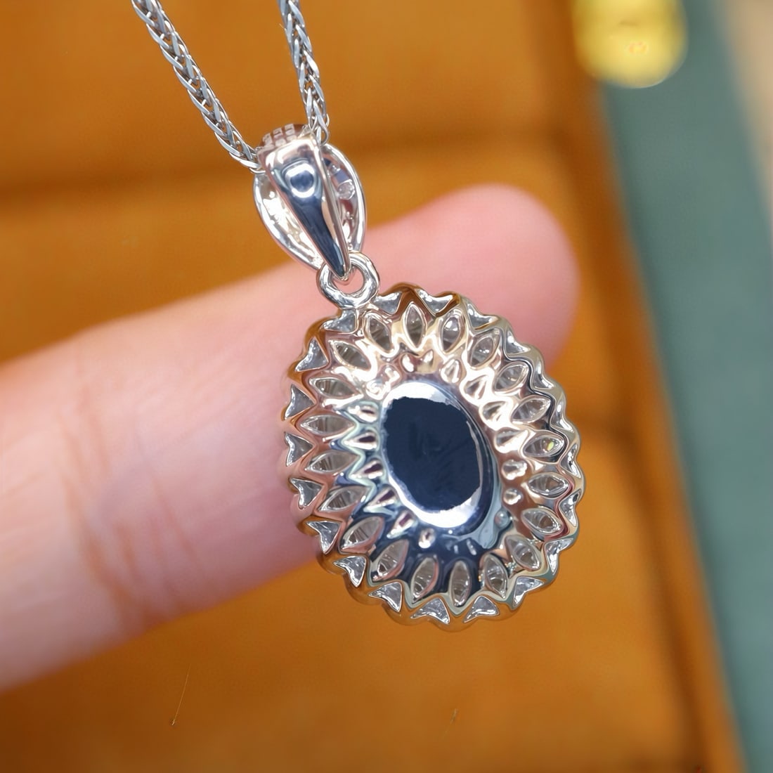 14k Gold 1.89 Ctw Natural Sapphire & Diamond Pendant( Without Chain ) - 4