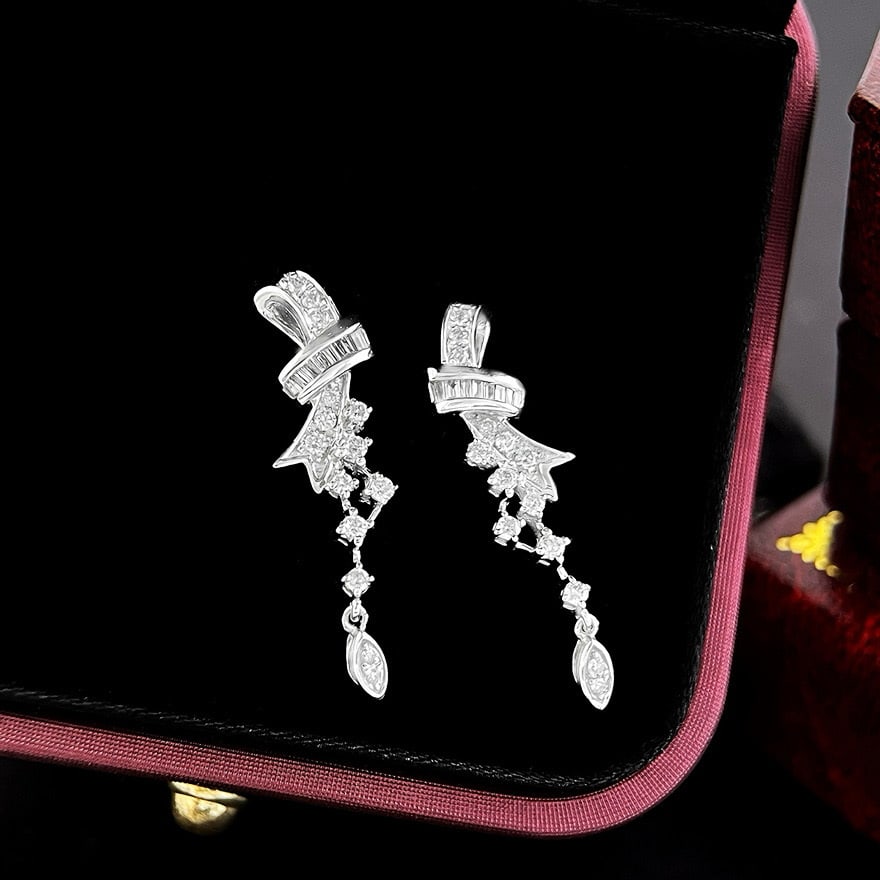 14k Gold 0.56 Ct Natural H Diamond Earrings - 2