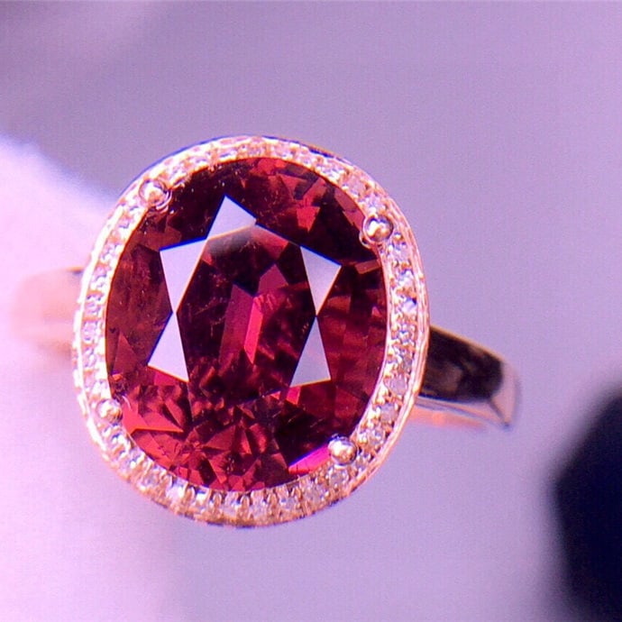 14k Gold 4.5 Ct Natural Tourmaline & Diamond Ring - 3