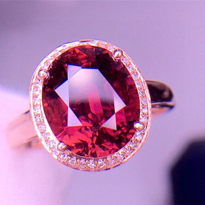 14k Gold 4.5 Ct Natural Tourmaline & Diamond Ring - 4