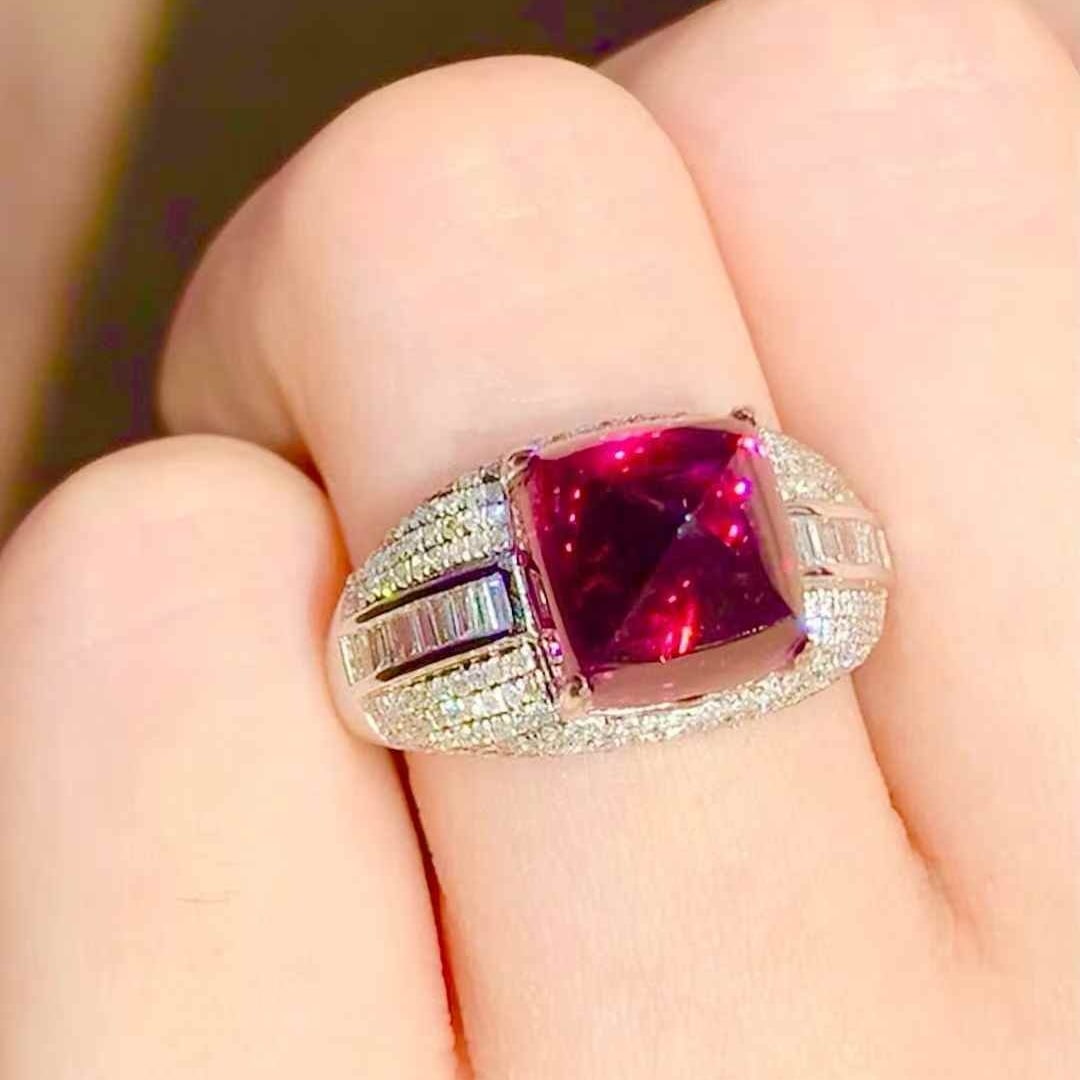 14k Gold 5.6 Ct Natural Tourmaline & Diamond Ring - 4