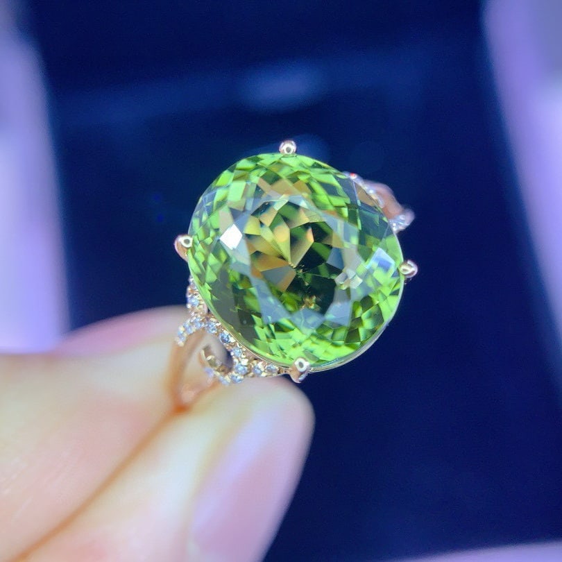 14k Gold 5.9 Ct Natural Tourmaline & Diamond Ring - 2