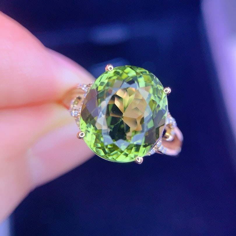 14k Gold 5.9 Ct Natural Tourmaline & Diamond Ring - 3