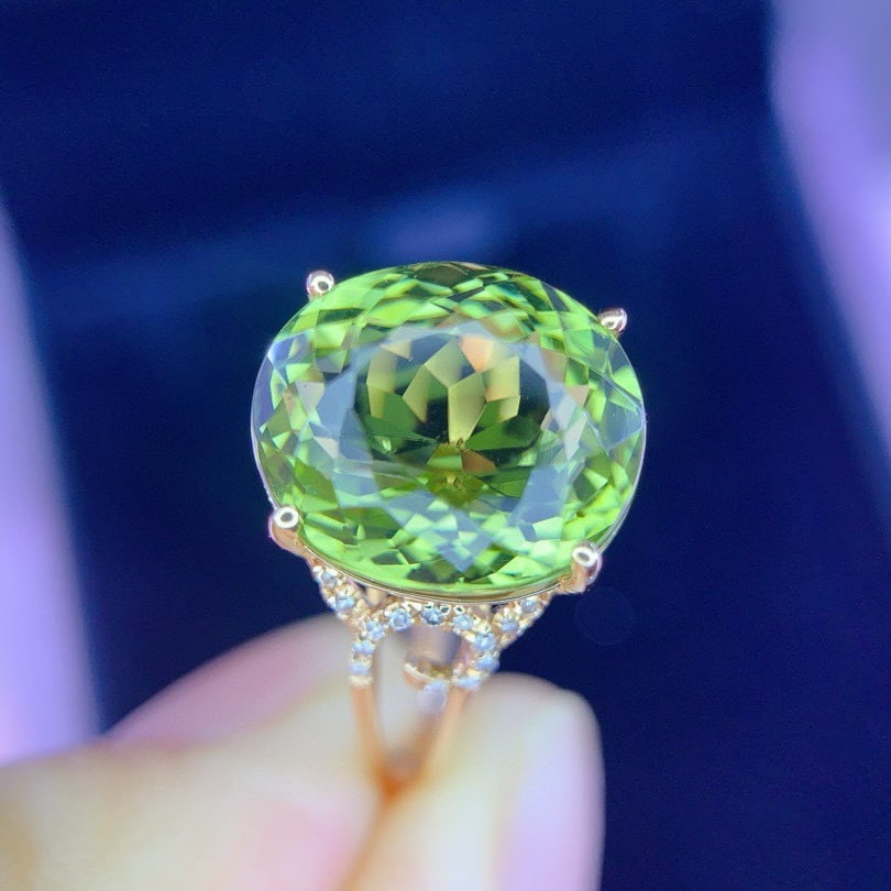 14k Gold 5.9 Ct Natural Tourmaline & Diamond Ring - 4