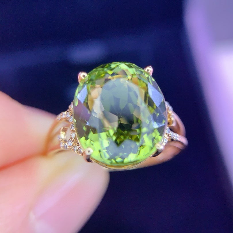 14k Gold 5.9 Ct Natural Tourmaline & Diamond Ring - 5