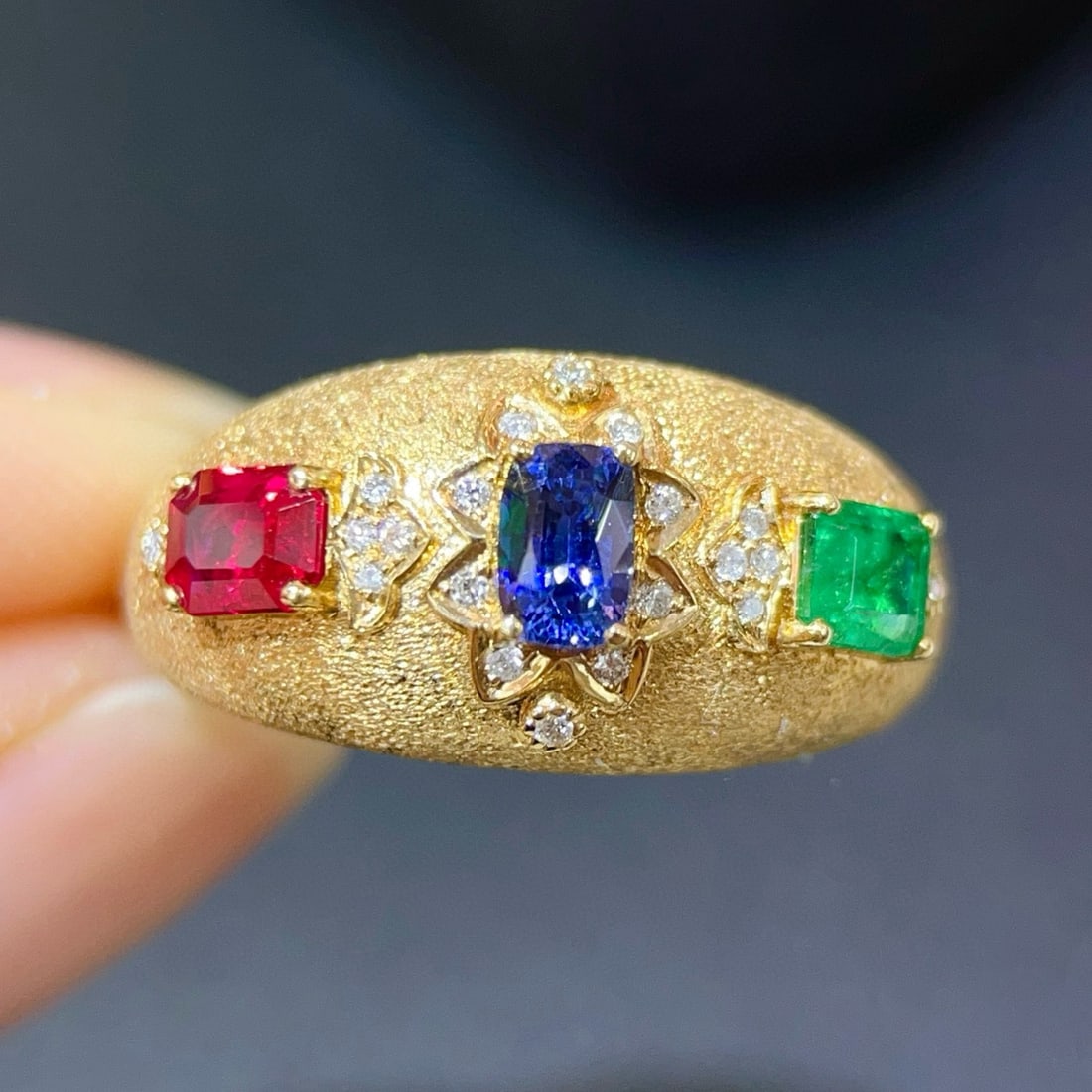 14k Gold 1.21 Ctw Natural Coloured Gemstone & Diamond Ring: Ref:231079215 // gold content:14k gold // ring size:7. 25 us // // main gemstone:coloured gemstone // shape:multiple // carat weight:1. 15ct // color:color // treatment:natural // // adjacent