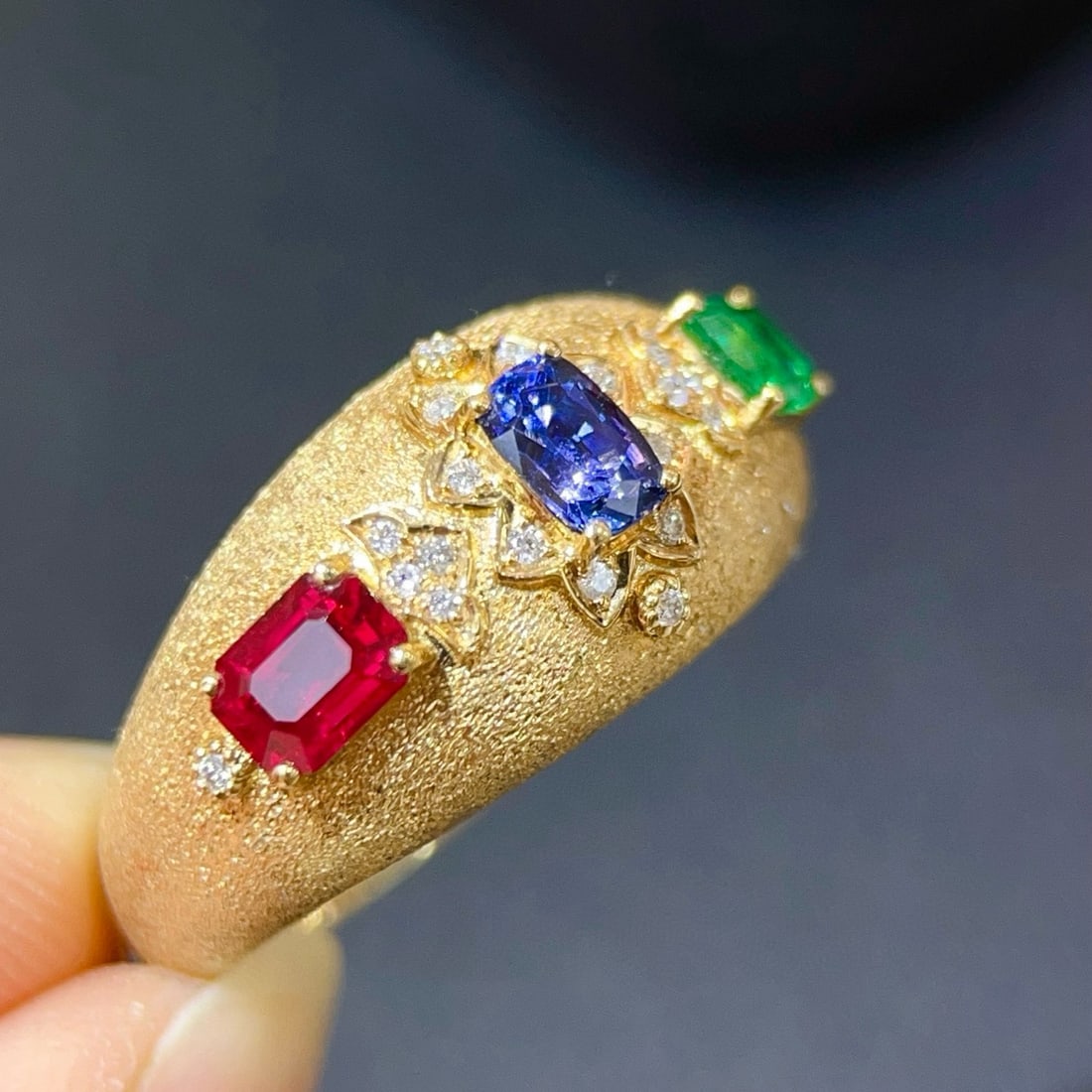 14k Gold 1.21 Ctw Natural Coloured Gemstone & Diamond Ring - 2