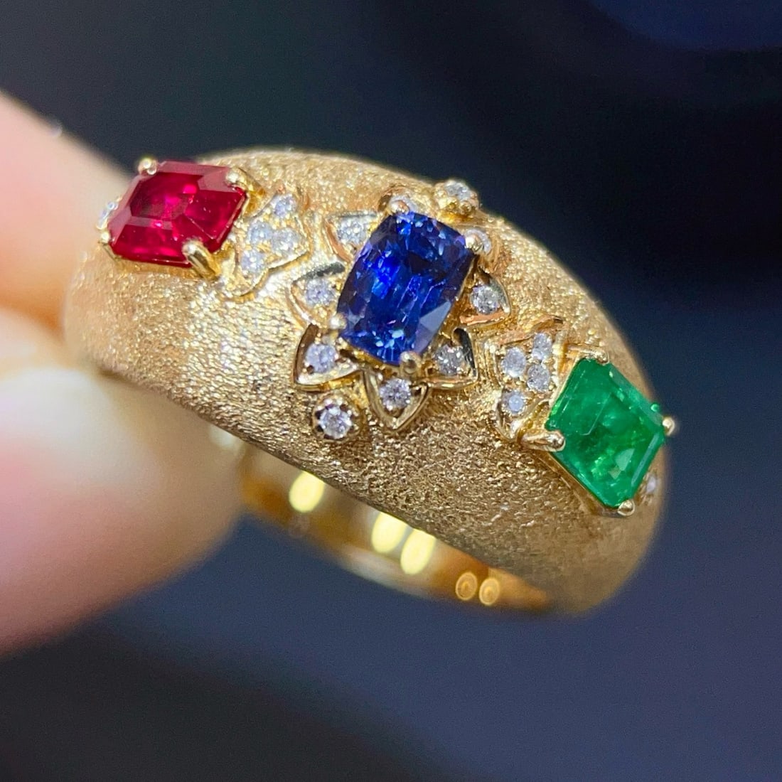 14k Gold 1.21 Ctw Natural Coloured Gemstone & Diamond Ring - 3