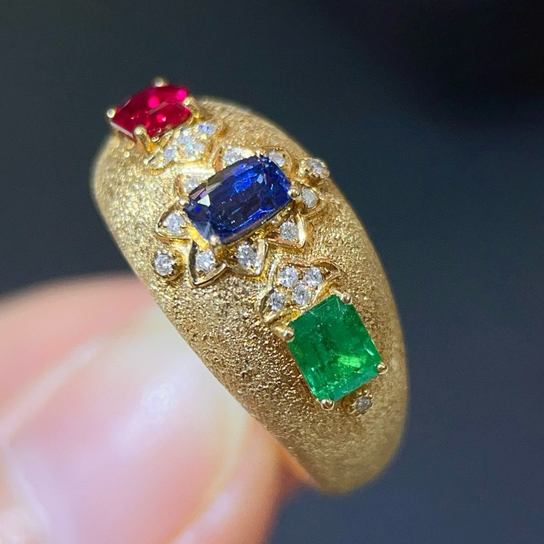 14k Gold 1.21 Ctw Natural Coloured Gemstone & Diamond Ring - 4