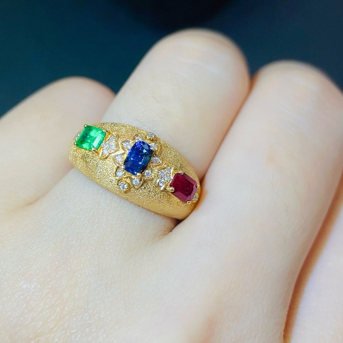 14k Gold 1.21 Ctw Natural Coloured Gemstone & Diamond Ring - 6