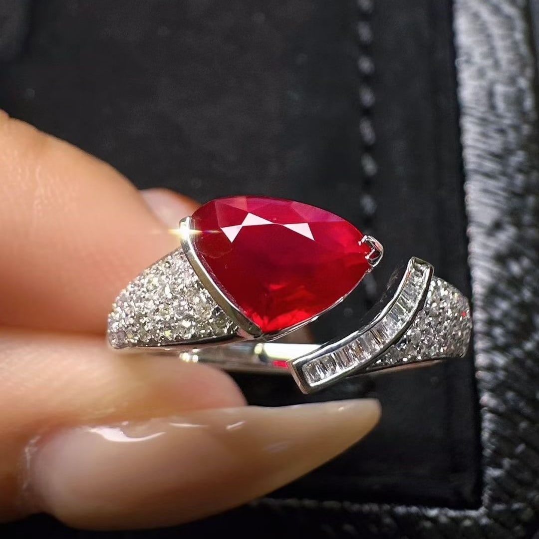 14k Gold 1.29 Ct Natural Ruby & Diamond Ring - 3