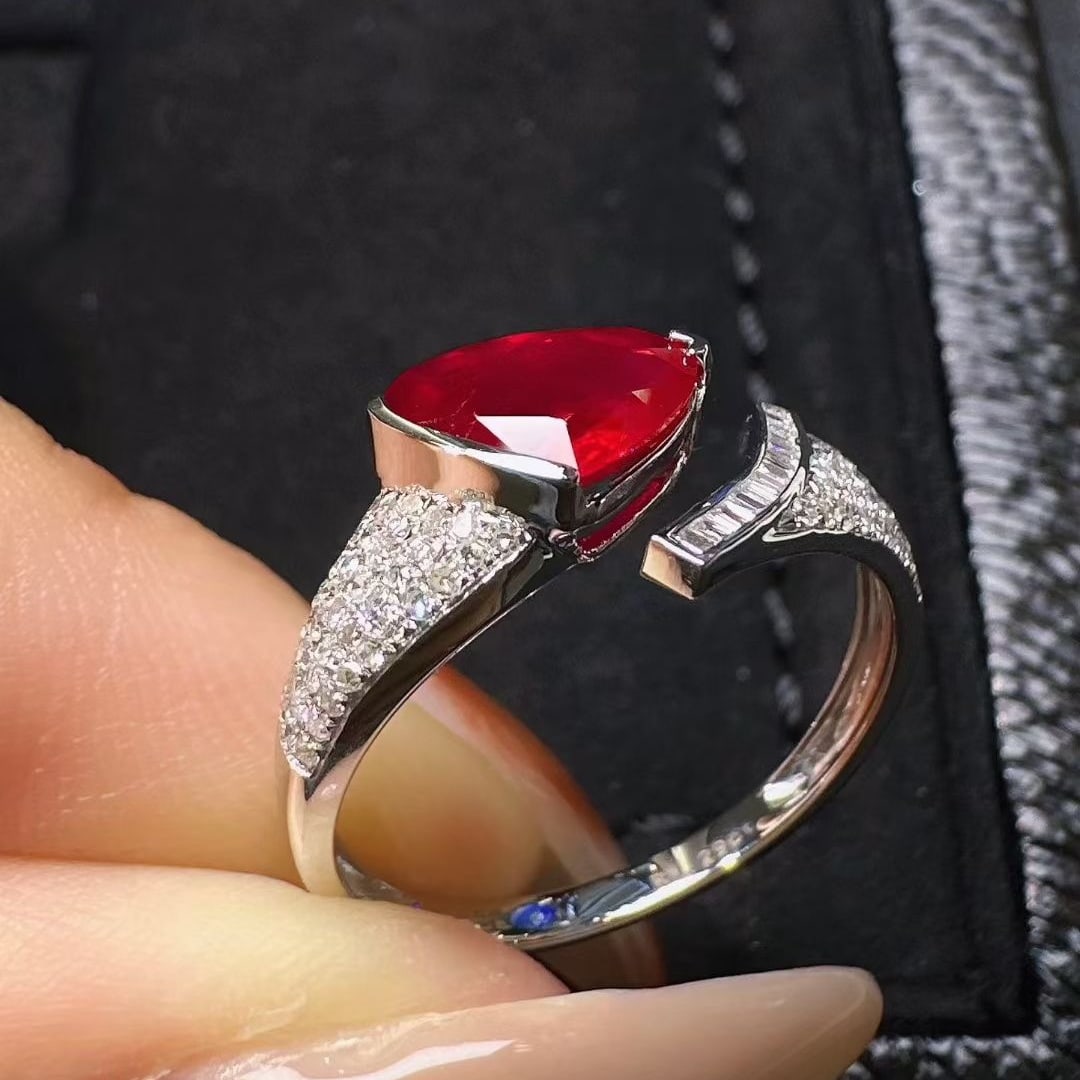 14k Gold 1.29 Ct Natural Ruby & Diamond Ring - 4