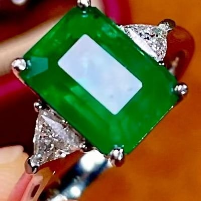14k Gold 3.39 Ctw Natural Emerald & Diamond Ring - 2