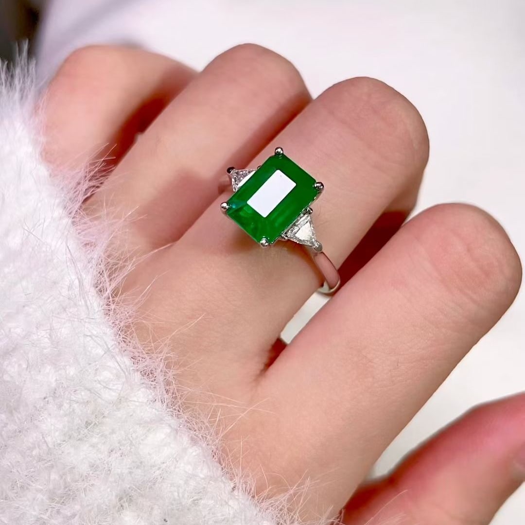 14k Gold 3.39 Ctw Natural Emerald & Diamond Ring - 3