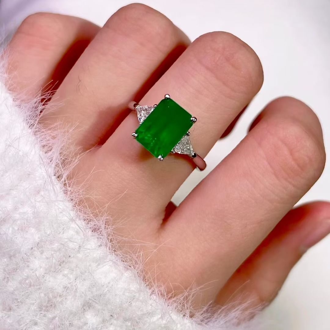 14k Gold 3.39 Ctw Natural Emerald & Diamond Ring - 4