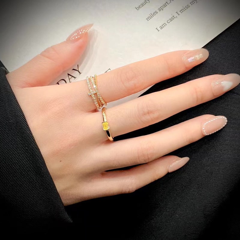 14k Gold 0.3 Ct Natural Yellow Diamond & Solitaire Ring - 3