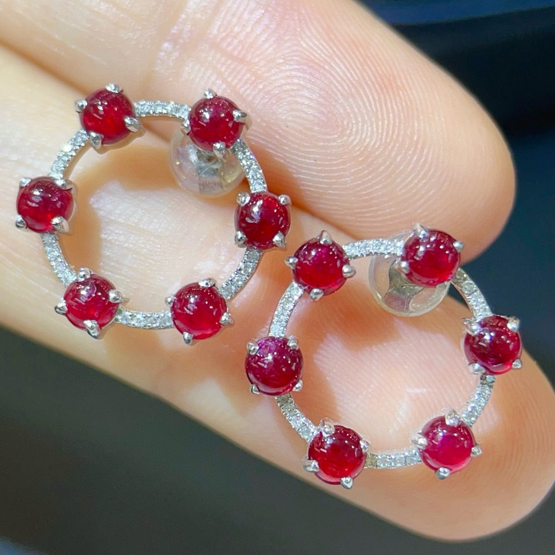 14k Gold 3.49 Ctw Natural Ruby & Diamond Earrings - 2