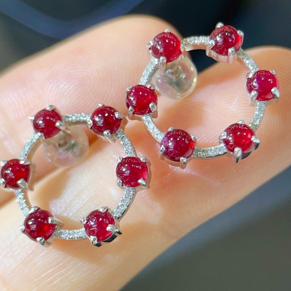 14k Gold 3.49 Ctw Natural Ruby & Diamond Earrings - 3