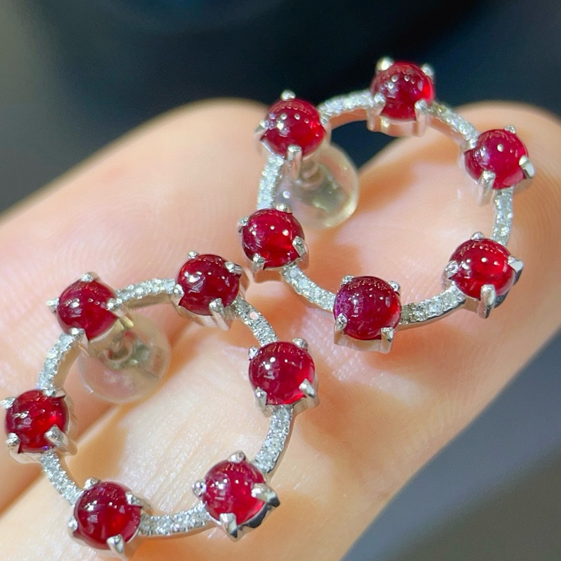 14k Gold 3.49 Ctw Natural Ruby & Diamond Earrings - 4