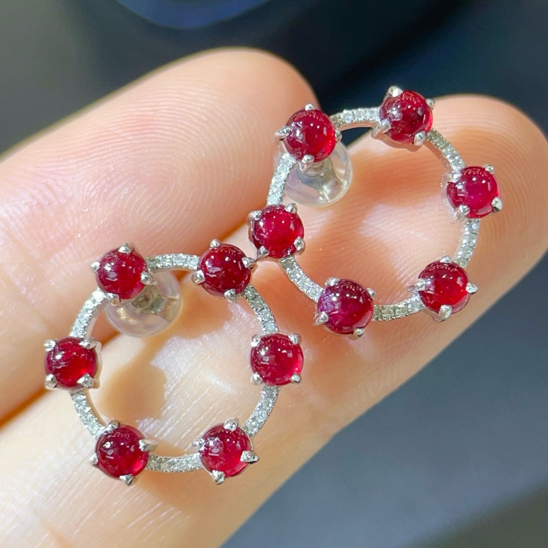 14k Gold 3.49 Ctw Natural Ruby & Diamond Earrings - 6