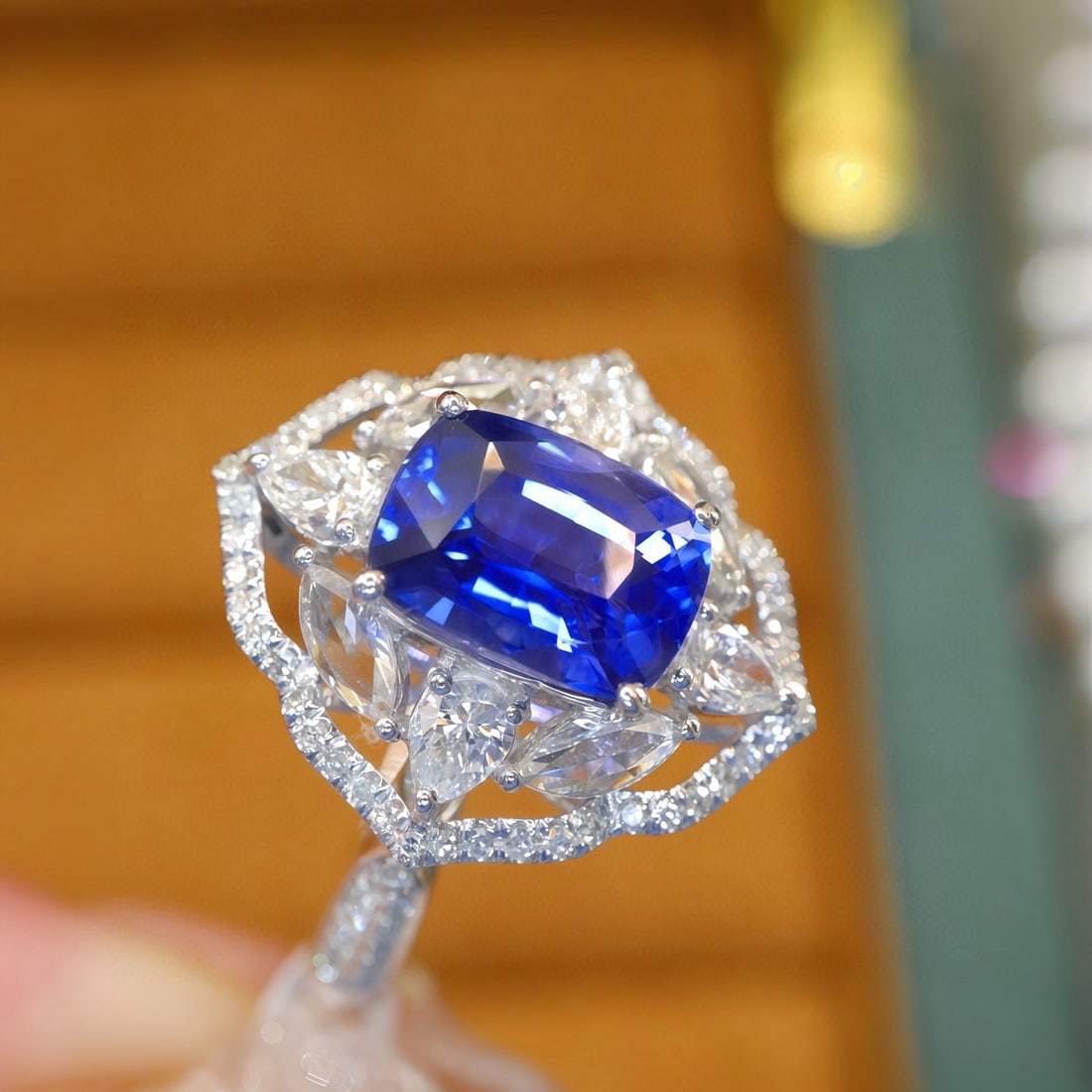 14k Gold 2.75 Ctw Natural Sapphire & Diamond Ring - 3