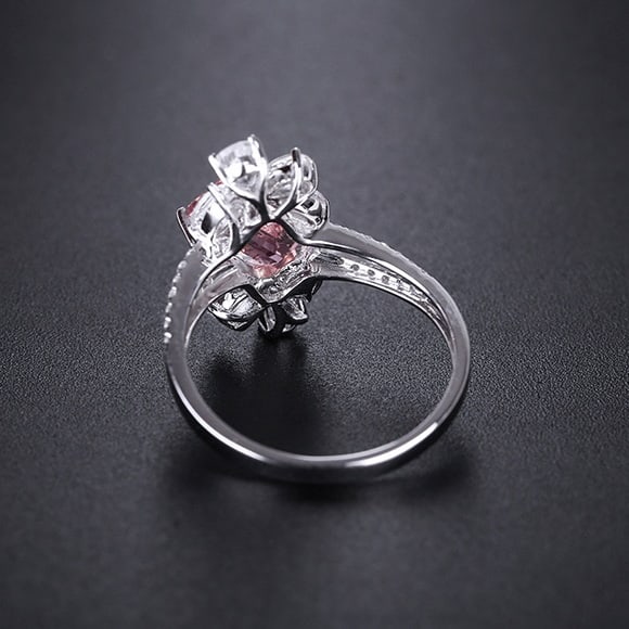 14k Gold 2.82 Ctw Natural Morganite & Sapphire Ring - 4