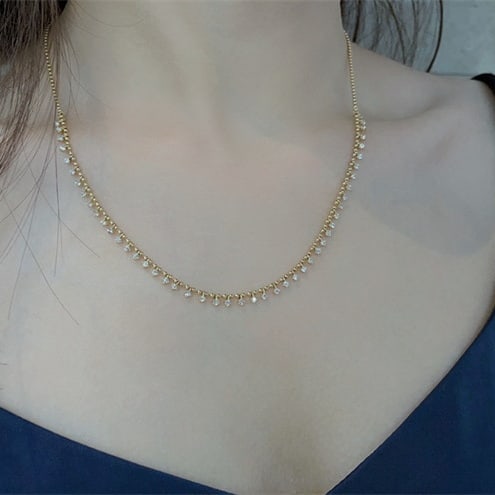 14k Gold 1.00 Ct Natural H Diamond Necklace - 5
