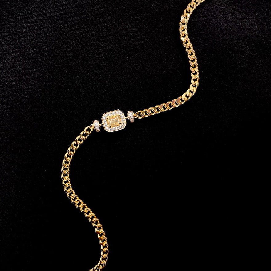 14k Gold 0.52 Ctw Natural Yellow Diamond & Diamond Bracelet - 4