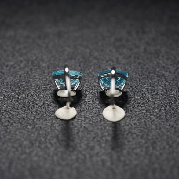 14k Gold 3.06 Ct Natural Aquamarine & Diamond Earrings - 5
