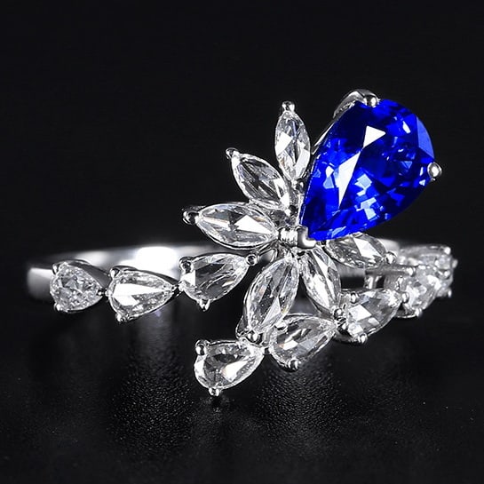 14k Gold 1.74 Ctw Natural Sapphire & Diamond Ring - 3