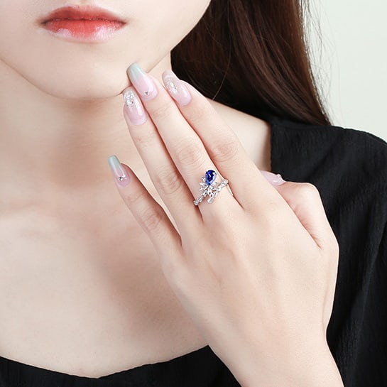 14k Gold 1.74 Ctw Natural Sapphire & Diamond Ring - 6