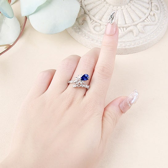 14k Gold 1.74 Ctw Natural Sapphire & Diamond Ring - 8