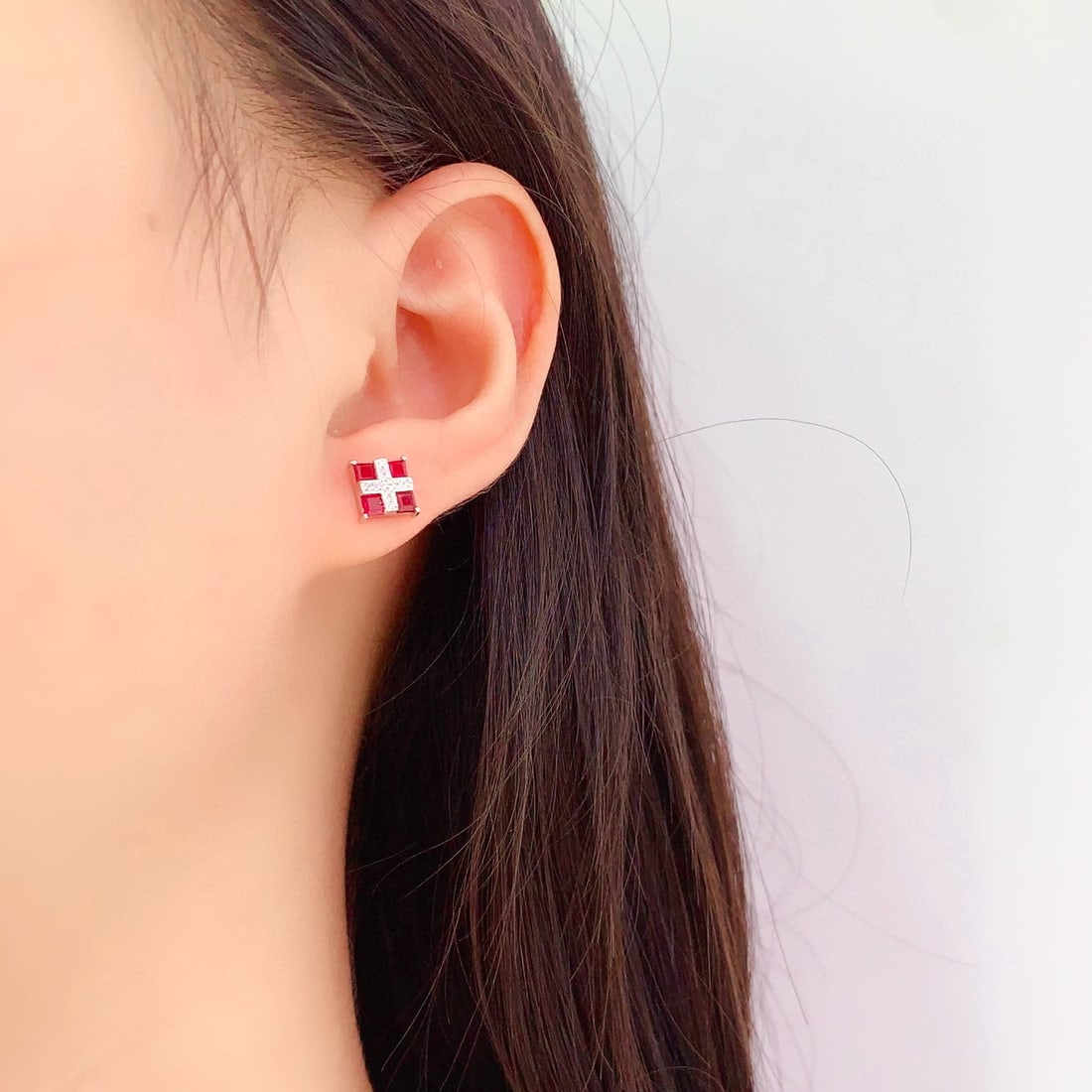 14k Gold 1.38 Ct Natural Ruby & Diamond Earrings - 6