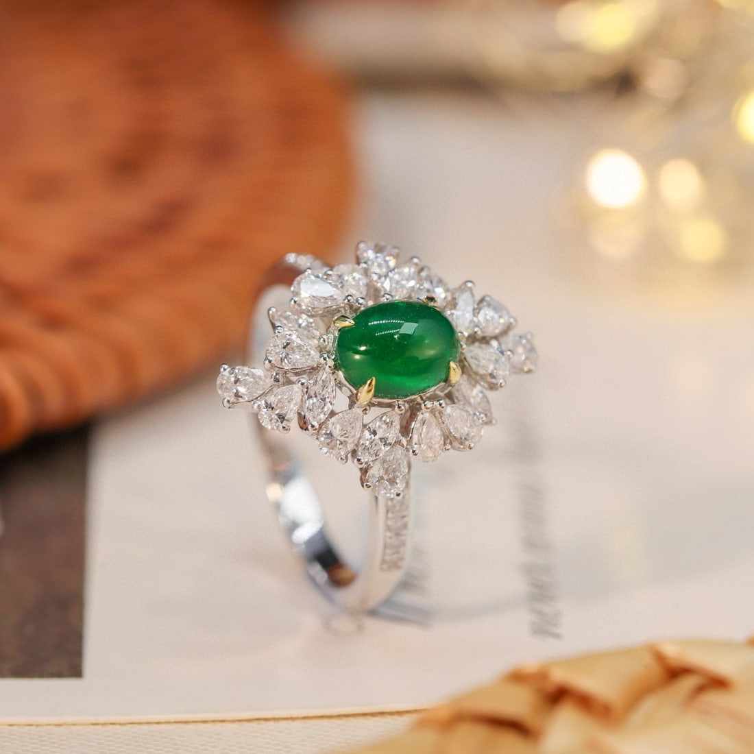 14k Gold 1.71 Ctw Vivid Green Natural Emerald & Diamond Ring - 4