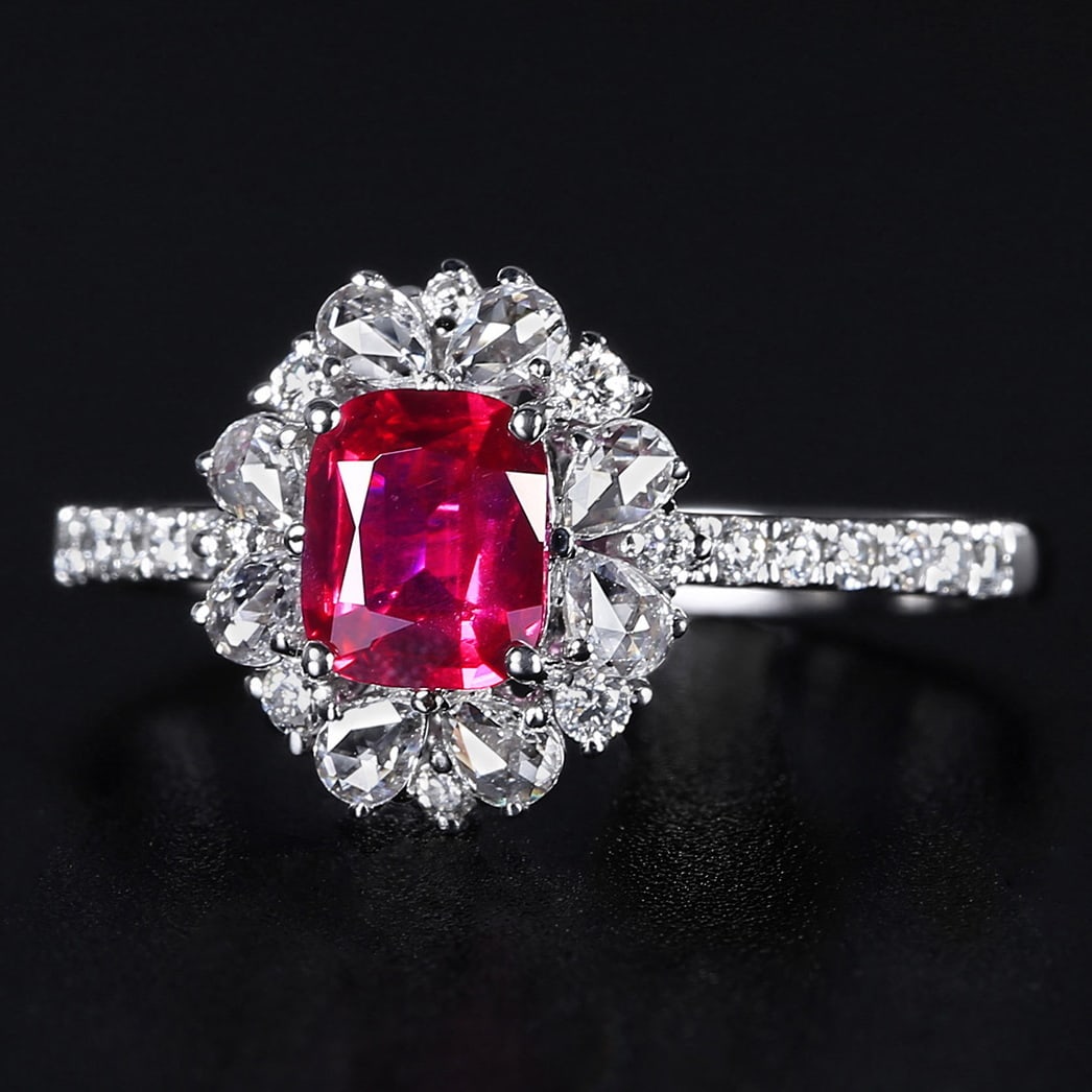 14k Gold 1.11 Ctw Natural Ruby & Diamond Ring - 2