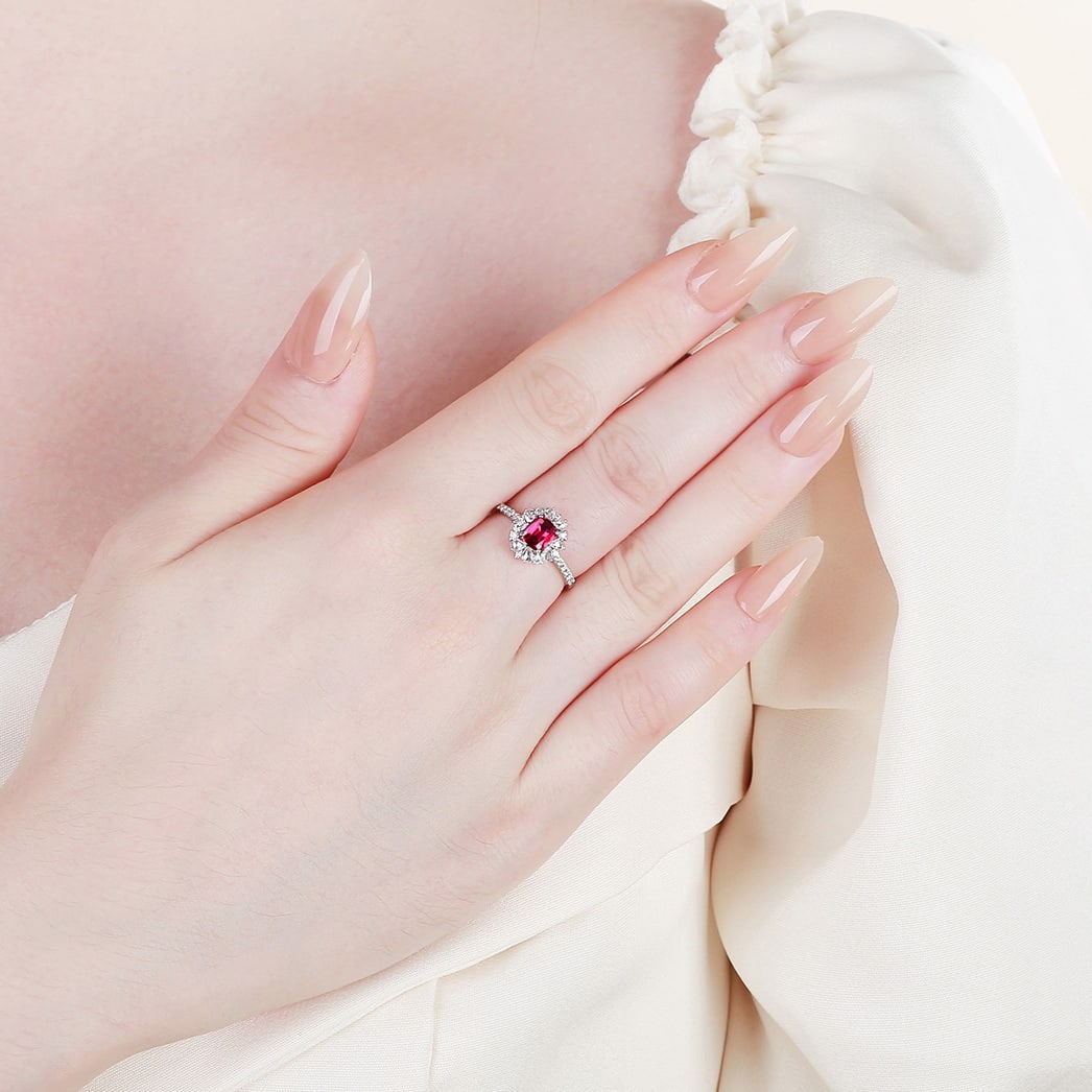 14k Gold 1.11 Ctw Natural Ruby & Diamond Ring - 6