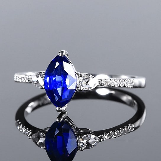 14k Gold 1.26 Ctw Natural Sapphire & Diamond Ring - 3