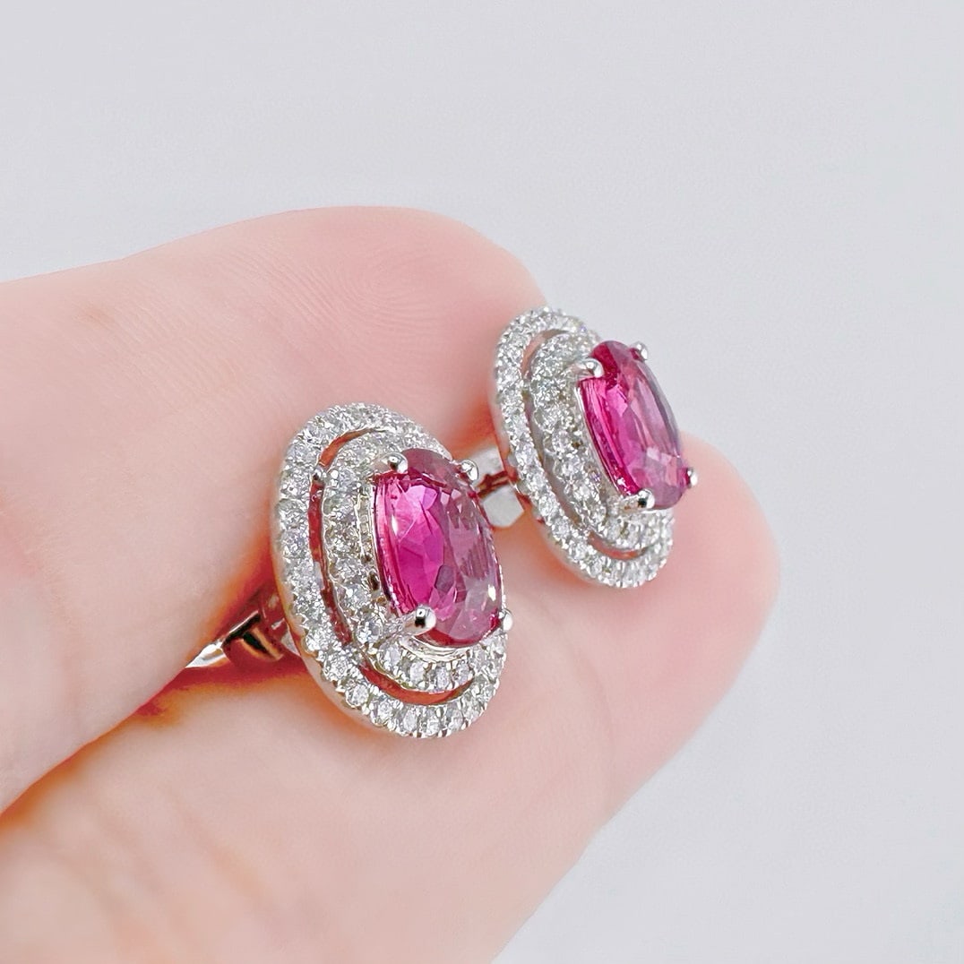14k Gold 2.67 Ctw Natural Sapphire & Diamond Earrings - 2