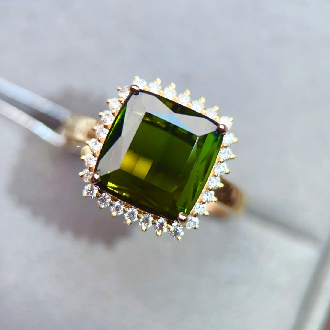 14k Gold 4.58 Ctw Natural Tourmaline & Diamond Ring - 2