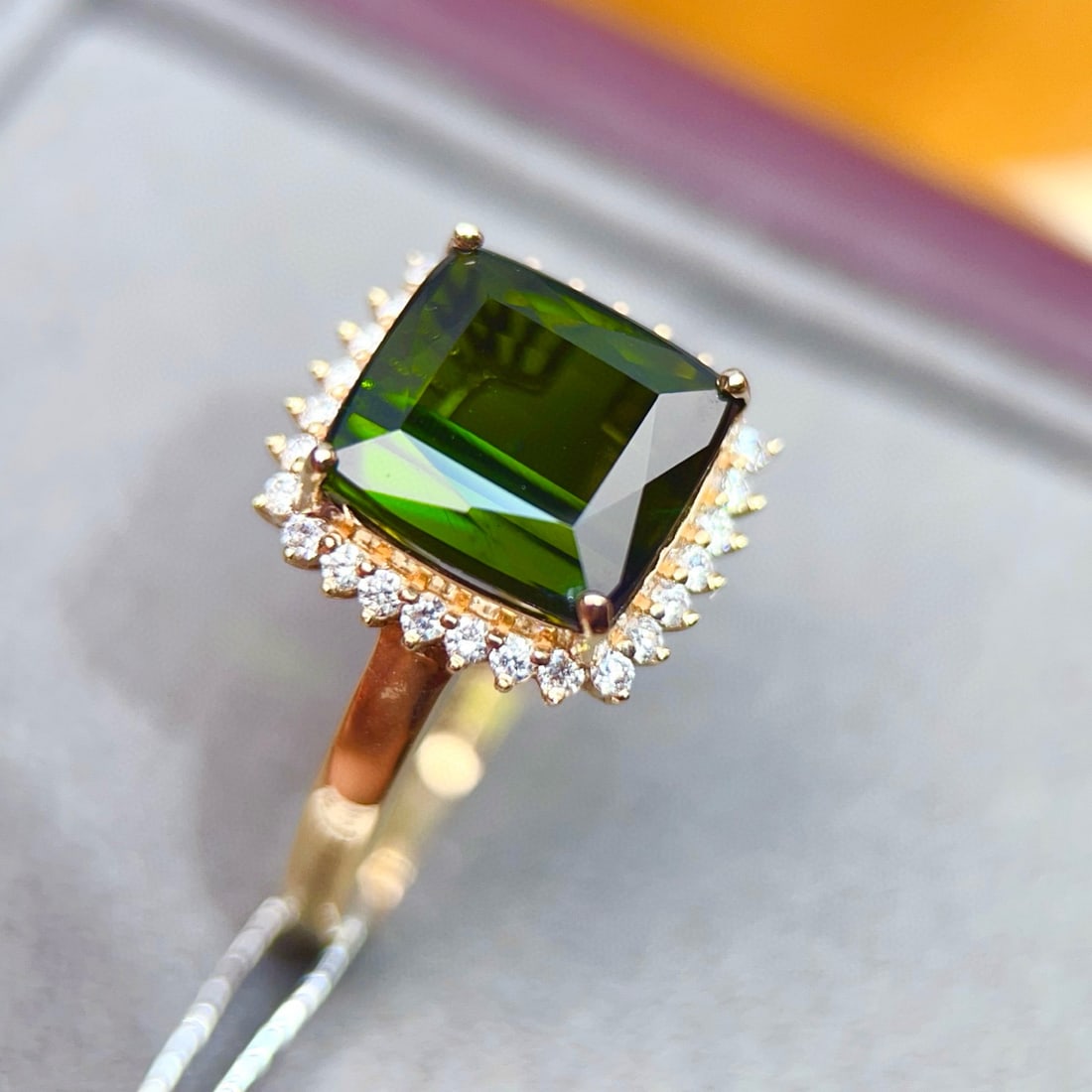 14k Gold 4.58 Ctw Natural Tourmaline & Diamond Ring - 4