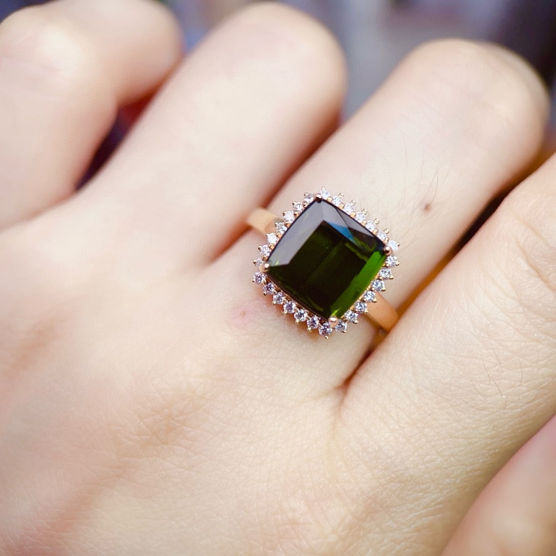 14k Gold 4.58 Ctw Natural Tourmaline & Diamond Ring - 5