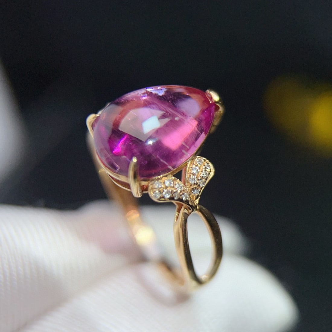 14k Gold 4.35 Ct Natural Tourmaline & Diamond Ring - 4