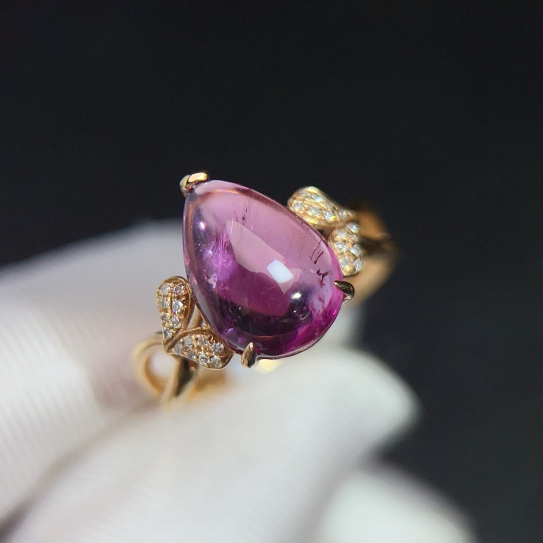 14k Gold 4.35 Ct Natural Tourmaline & Diamond Ring - 5
