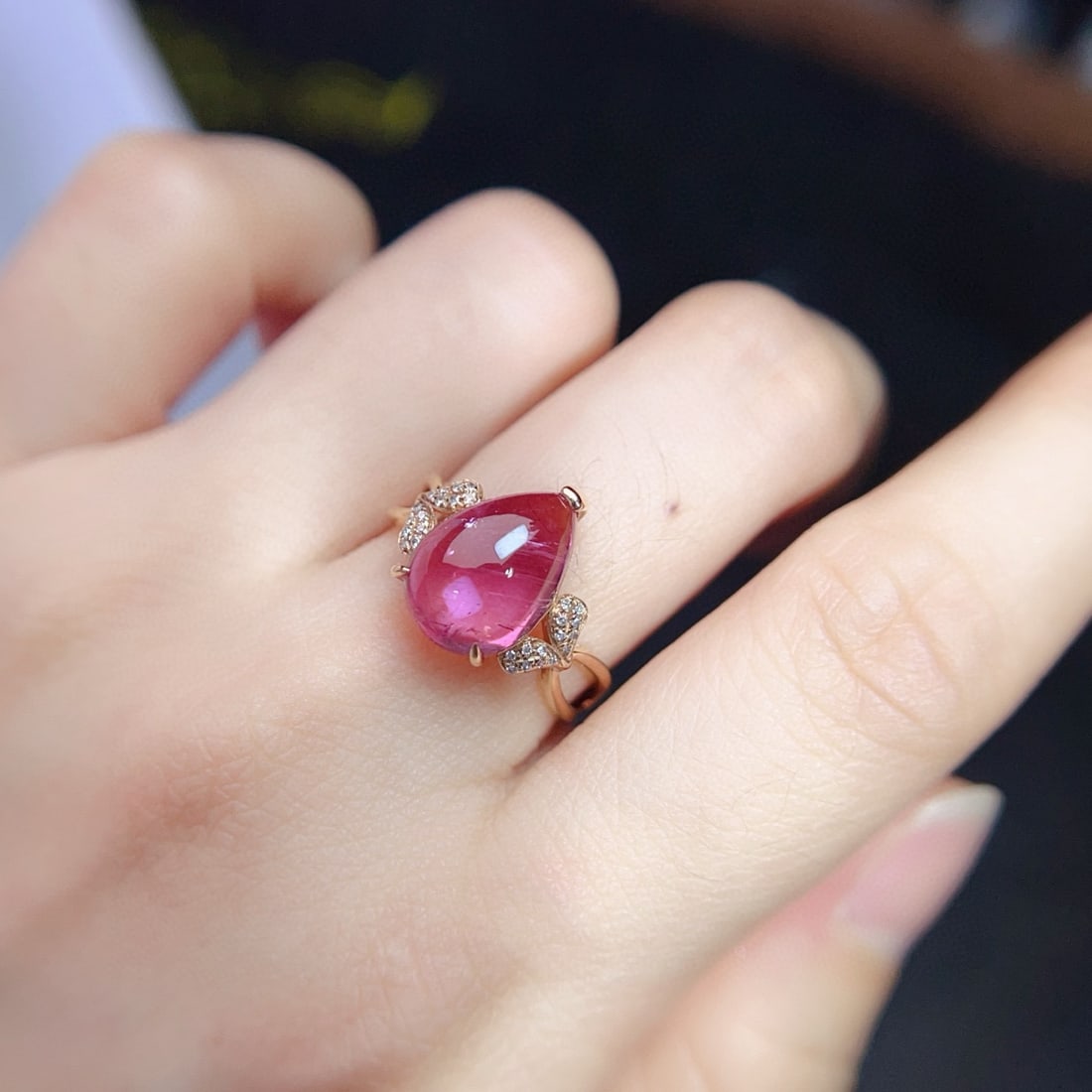 14k Gold 4.35 Ct Natural Tourmaline & Diamond Ring - 6