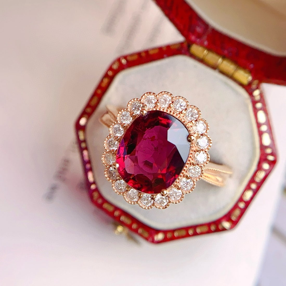 14k Gold 3.00 Ct Natural Tourmaline & Diamond Ring - 2